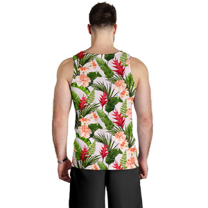 Heliconia Hibiscus Leaves Pattern Men Tank Top