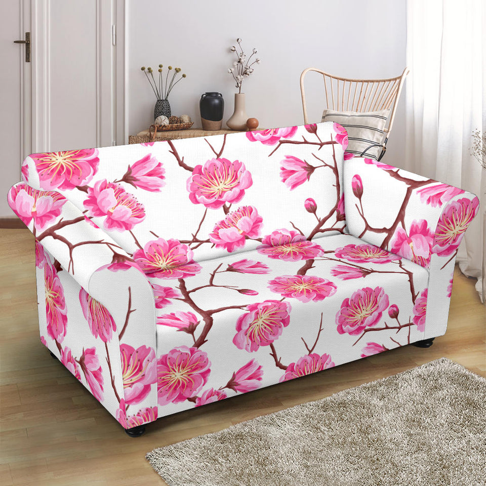 Pink Sakura Pattern Loveseat Couch Slipcover