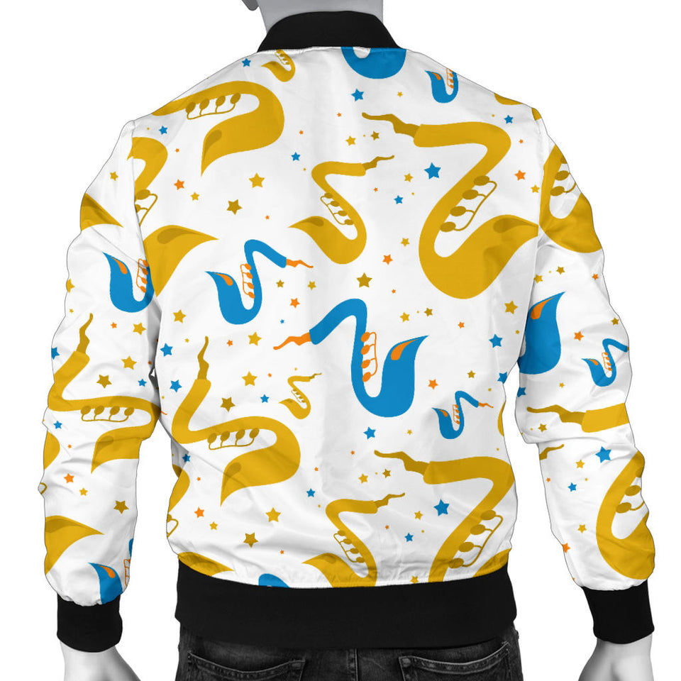 Saxophone Pattern Men Bomber Jacket