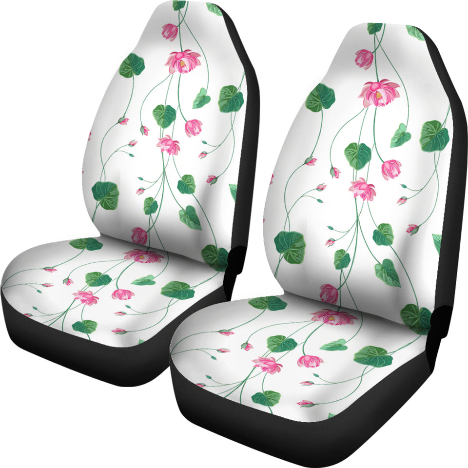 Pink Lotus Waterlily Flower Pattern Universal Fit Car Seat Covers