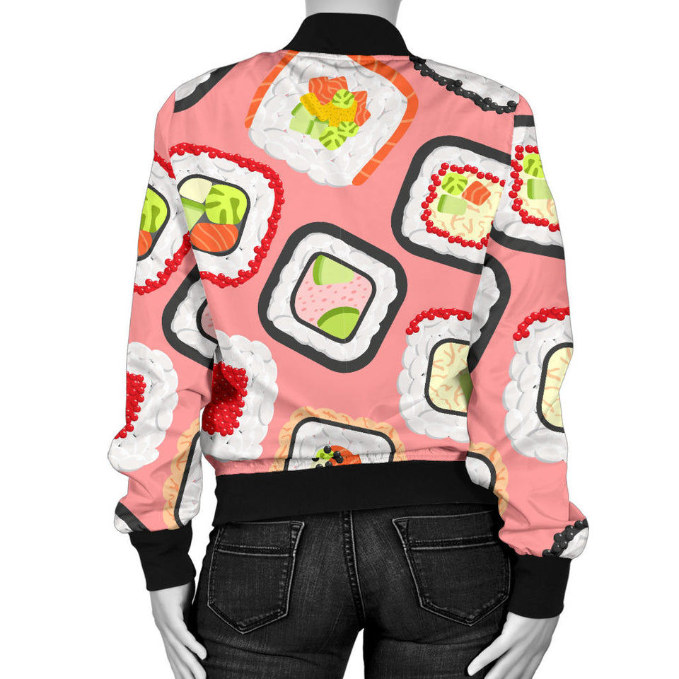 Sushi Roll Pattern Women Bomber Jacket