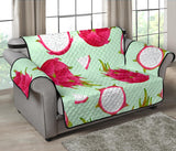 Dragon Fruit Pattern Green Background Loveseat Couch Cover Protector