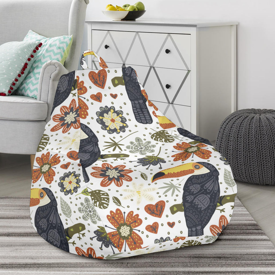 Toucan Flower Pattern Bean Bag Cover