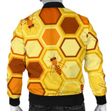 Bee and Honeycomb Pattern Men Bomber Jacket