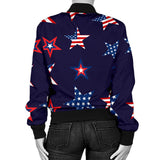 USA Star Pattern Theme Women Bomber Jacket