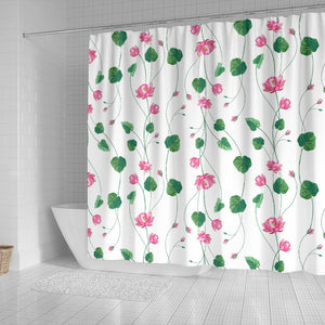 Pink Lotus Waterlily Flower Pattern Shower Curtain Fulfilled In US