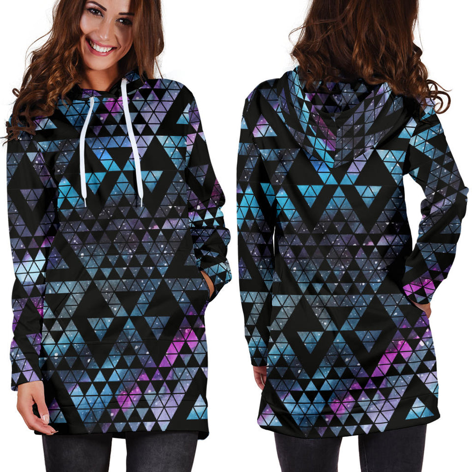 Space Galaxy Tribal Pattern Women Hoodie Dress