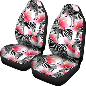 Zebra Red Hibiscus Pattern Universal Fit Car Seat Covers