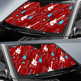 Electical Guitar Red Pattern Car Sun Shade
