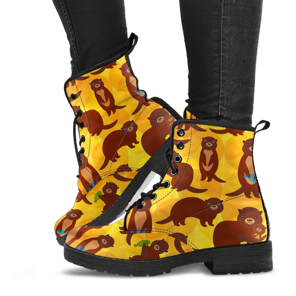 Otter Pattern Leather Boots