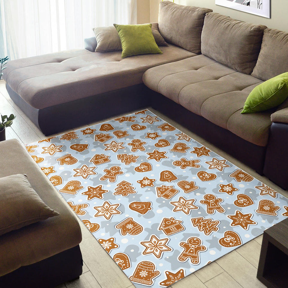 Christmas Gingerbread Cookie Pattern background Area Rug