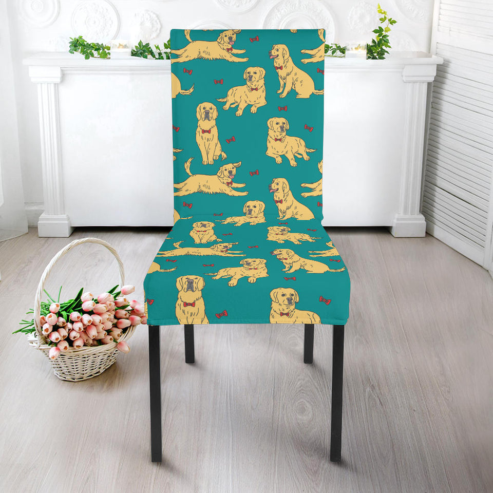 Golden Retriever Pattern Print Design 05 Dining Chair Slipcover