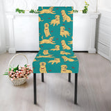 Golden Retriever Pattern Print Design 05 Dining Chair Slipcover