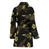 Gold Japanese Theme Pattern Women Bathrobe