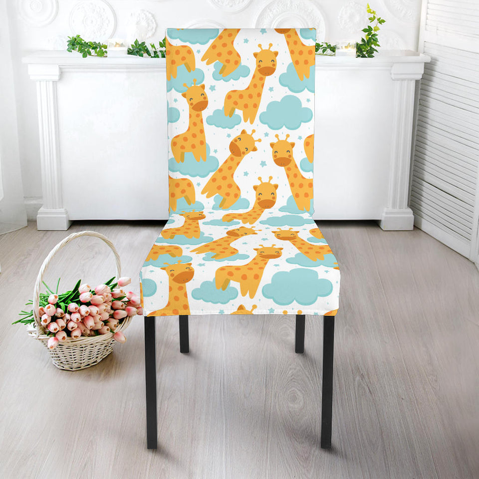 Giraffe Pattern Print Design 05 Dining Chair Slipcover
