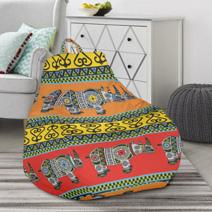 Rhino African Afro Dashiki Adinkra Kente Pattern Ethnic Motifs Bean Bag Cover