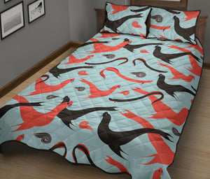 Sea Lion Pattern Theme Quilt Bed Set