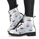 Cute Sailboat Pattern Leather Boots