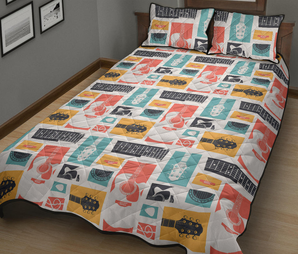 Guitar Pattern Background Quilt Bed Set