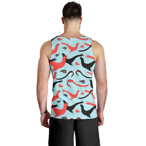 Sea Lion Pattern Theme Men Tank Top