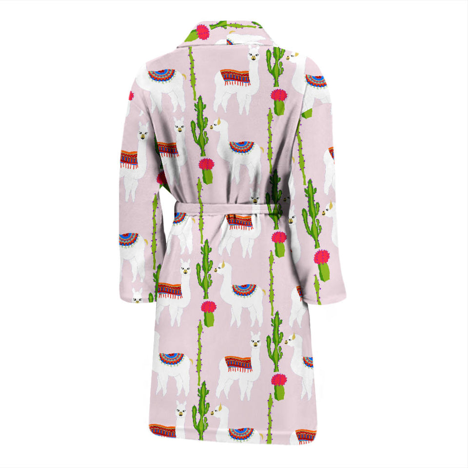 Llama Cactus Pattern Men Bathrobe