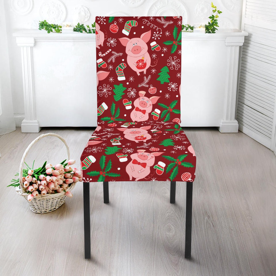 Pig Pattern Print Design 01 Dining Chair Slipcover