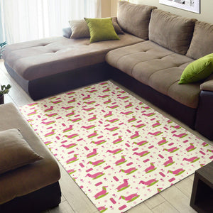 Pink Dachshund Pattern Area Rug