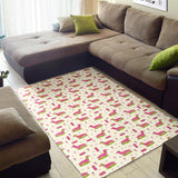 Pink Dachshund Pattern Area Rug
