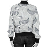 Swan Gray Pattern Women Bomber Jacket