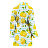 Lemon Pattern Stripe Background Women Bathrobe