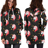 Unicorn Star Pattern Women Hoodie Dress