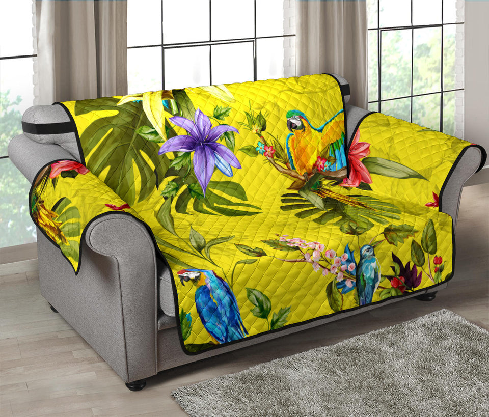 Colorful Parrot Pattern Loveseat Couch Cover Protector