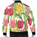 Pink Red Yellow Tulip Pattern Men Bomber Jacket