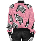 Zebra Head Pattern Women Bomber Jacket