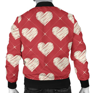 Heart Red Pattern Men Bomber Jacket