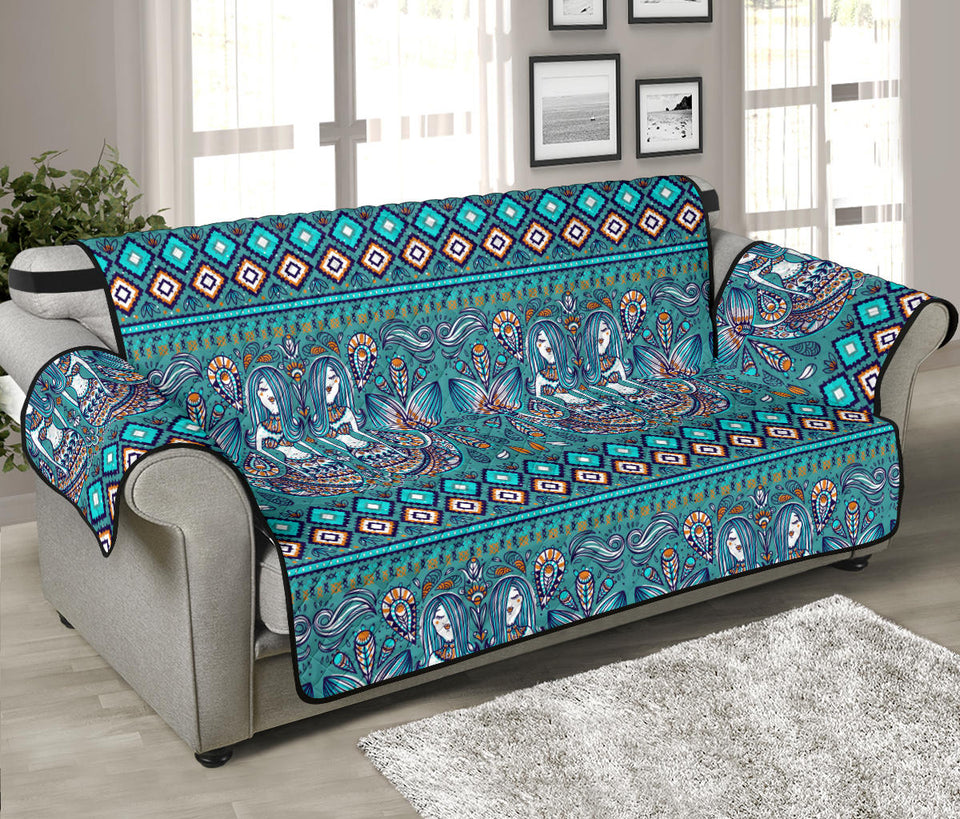 Mermaid Pattern Ethnic Motifs Sofa Cover Protector