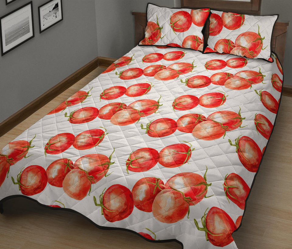 Tomato Water Color Pattern Quilt Bed Set