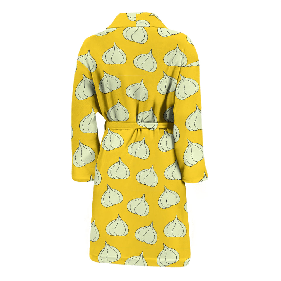 Garlic Pattern Yellow background Men Bathrobe