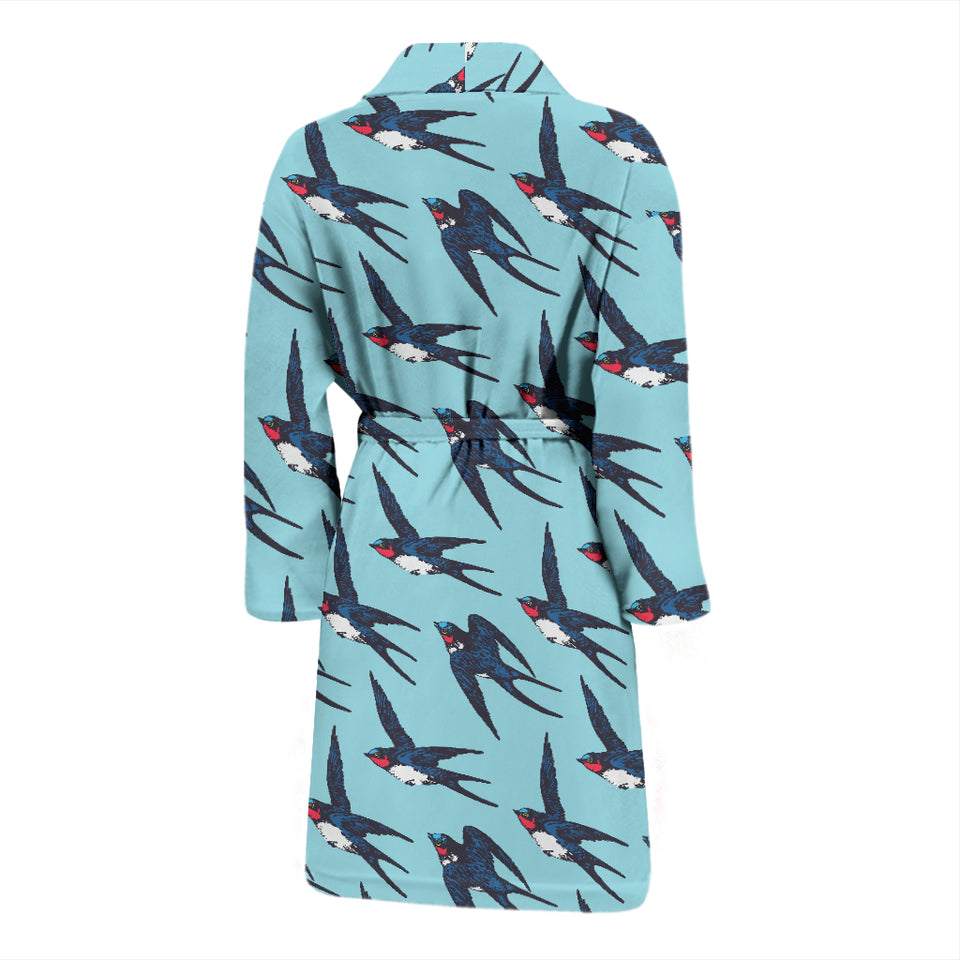 Swallow Pattern Print Design 01 Men Bathrobe