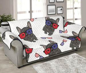 French Bulldog Sunglass Pattern Sofa Cover Protector