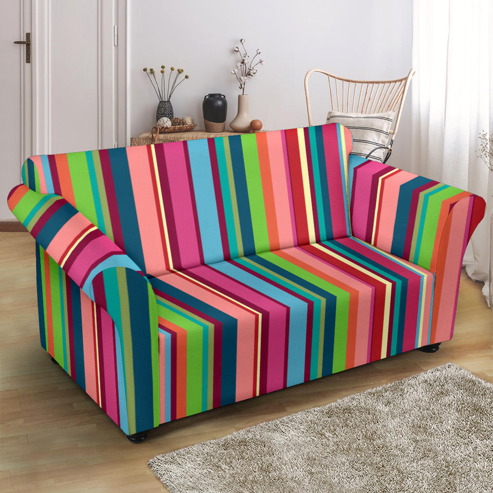 Rainbow Stripe Pattern Loveseat Couch Slipcover