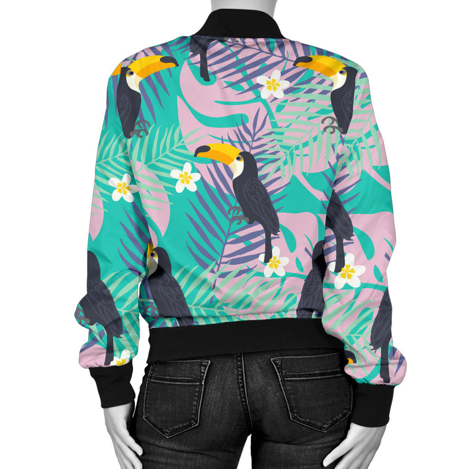 Toucan Pattern Background Women Bomber Jacket