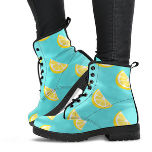 Lemon Theme Pattern Leather Boots