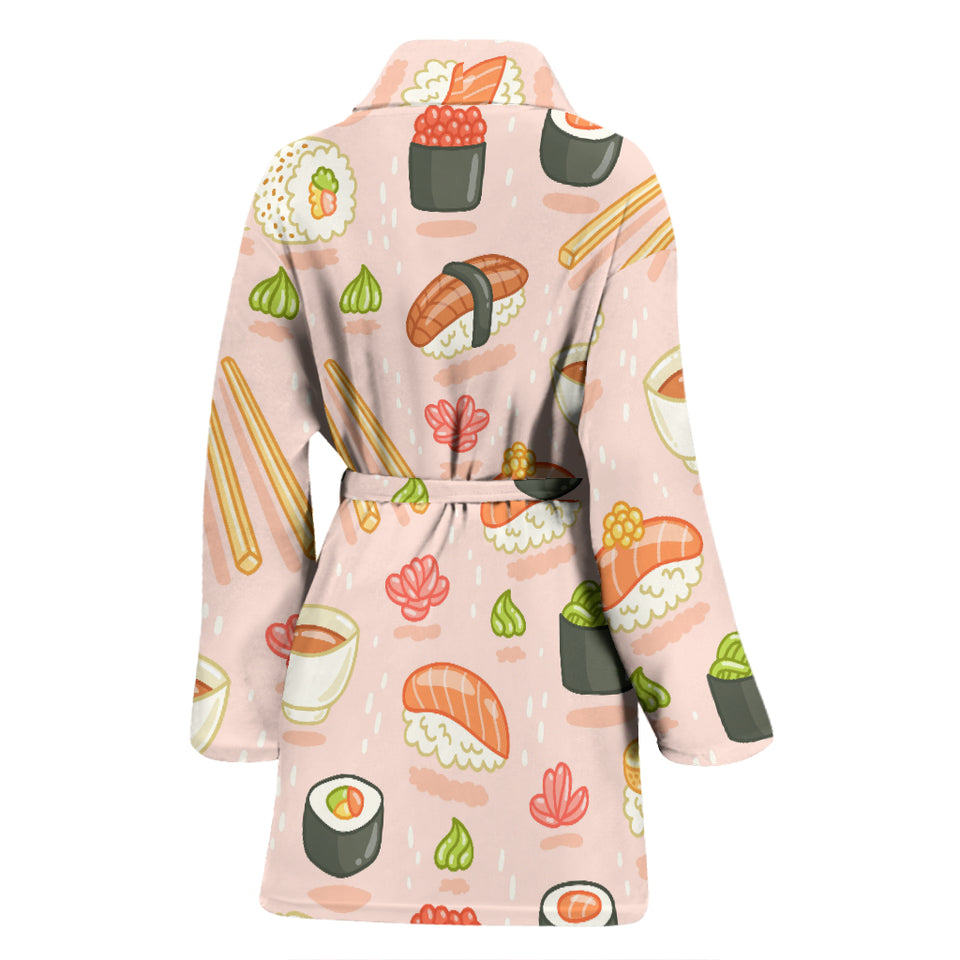 Sushi Pattern Background Women Bathrobe
