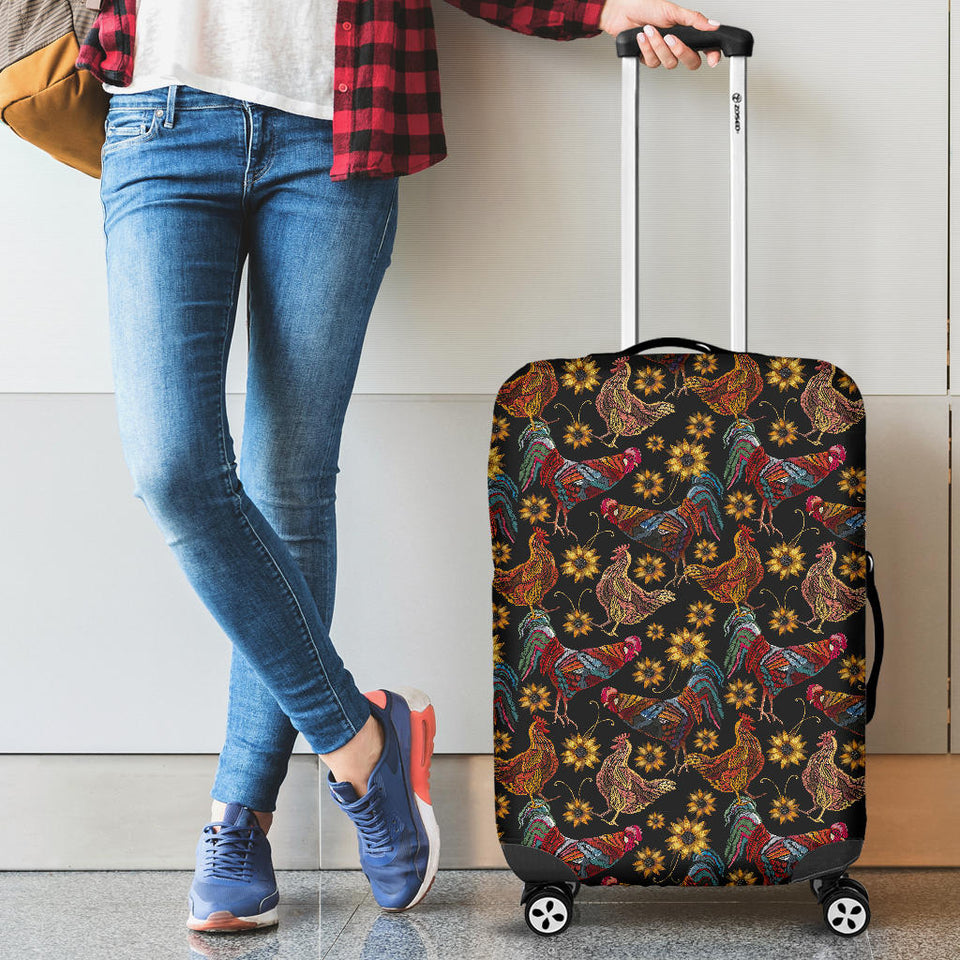 Rooster Chicken Flower Pattern Luggage Covers