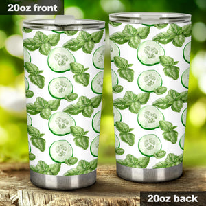 Sliced Cucumber Leaves Pattern Tumbler