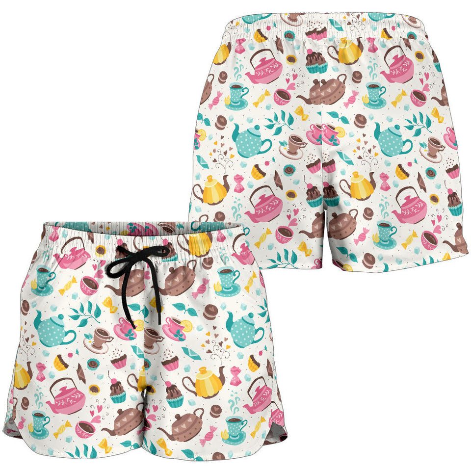 Tea pots Pattern Print Design 05 Women Shorts