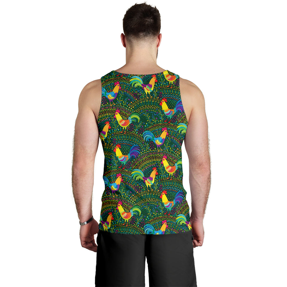 Rooster Chicken Pattern Theme Men Tank Top