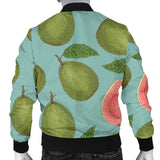 Guava Pattern Green Background Men Bomber Jacket