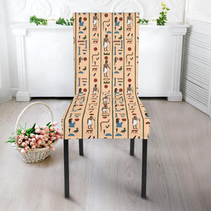 Egypt Hieroglyphics Pattern Print Design 03 Dining Chair Slipcover